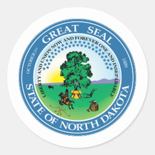 Adesivo Redondo North Dakotan Seal, Selo do Sticker de Dakota do N