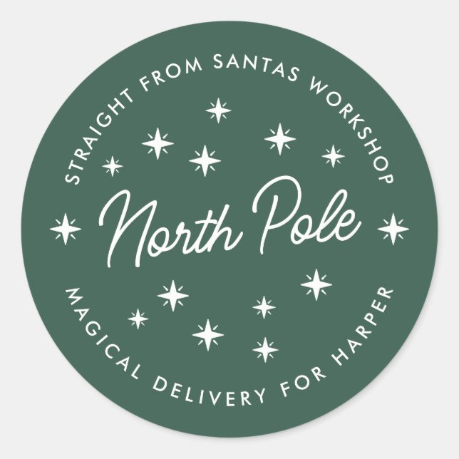 Adesivo Redondo North Pole Delivery Sticker | Christmas Gift Seal (Frente)