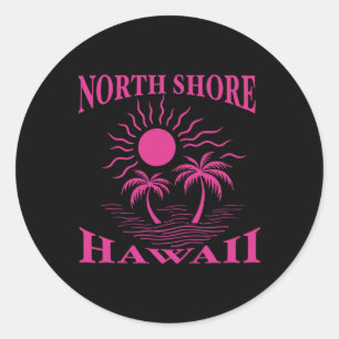 Adesivo Redondo North Shore Oahu Havaí Lembrança Surfando Havaiano