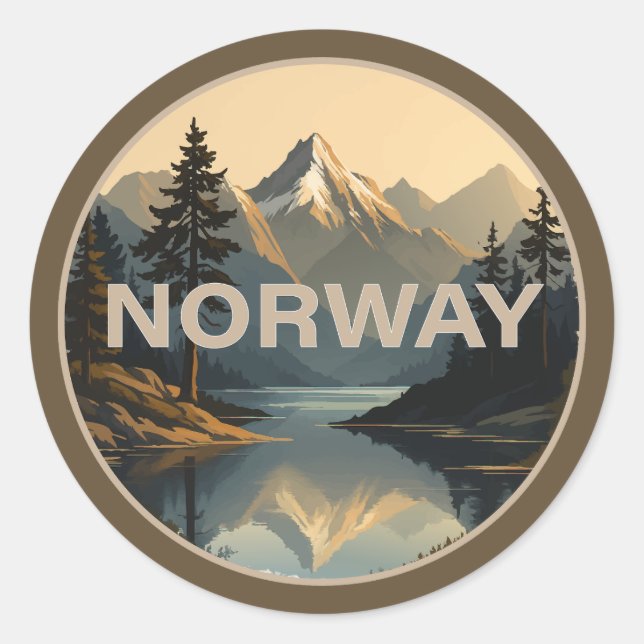 Adesivo Redondo Noruega Escandinávia Europa (Frente)