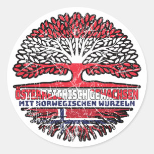 Adesivo Redondo Norueguês Österreichisch Österreich Baum
