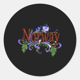 Adesivo Redondo Norueguês Rosemaling Norway Folk