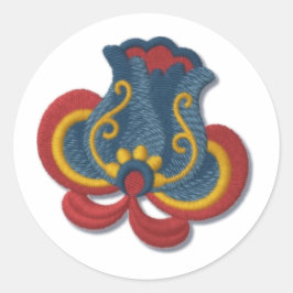 Adesivo Redondo Norueguês Rosemaling Tulip