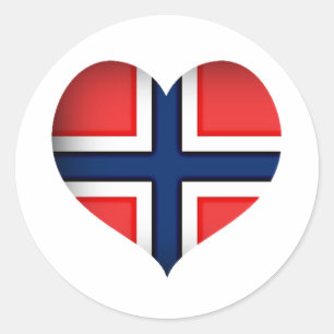 Adesivo Redondo Norway Flag Heart