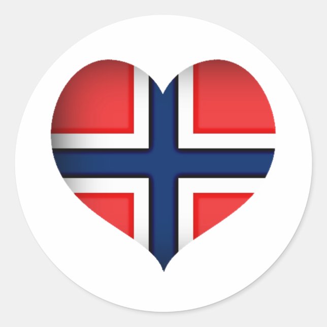 Adesivo Redondo Norway Flag Heart (Frente)