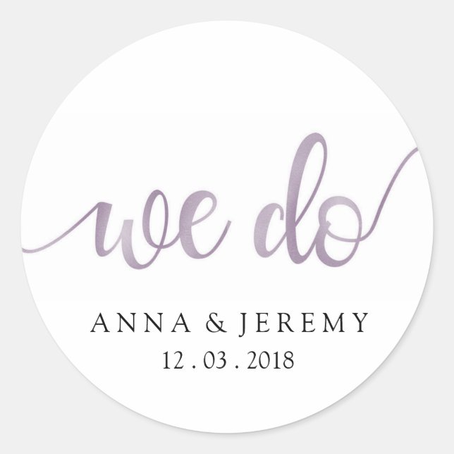 Adesivo Redondo Nós Agradecemos-Lhe O Vinheta De Casamento Roxo (Frente)