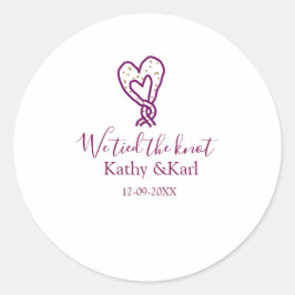 Adesivo Redondo Nós atamos o nó rosa coração nós nome data românt