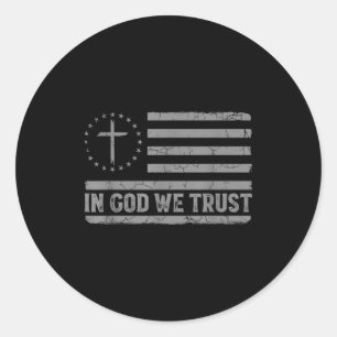 Adesivo Redondo Nós Confiamos Em Deus Jesus Cruz Bandeira EUA Fé R