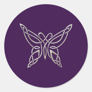 Adesivo Redondo Nós de ondulação da borboleta celta roxa de pra