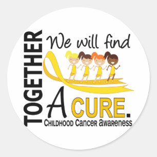 Adesivo Redondo Nós encontraremos um cancer da infância da cura