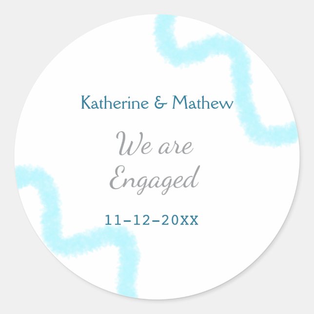 Adesivo Redondo Nós estamos engajados aquarela espiral azul cinza  (Frente)