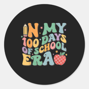 Adesivo Redondo Nos Meus 100 Dias Da Era Da Escola, Retro Disco 10