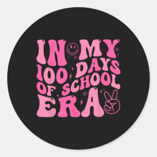 Adesivo Redondo Nos Meus 100 Dias Da Era Da Escola, Retro Disco 10