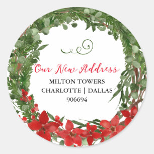 Adesivo Redondo Nós Nos Mudamos   Rua de Natal   Novo Endereço