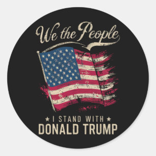 Adesivo Redondo Nós, o Povo, Eu Apoio Donald Trump Vintage
