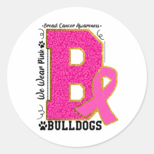 Adesivo Redondo Nós Vestimos Bulldog Rosa, Cachorros-Rosa, Touro d