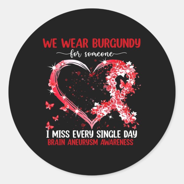 Adesivo Redondo Nós Vestimos Rosa Para O Aneurismo Cerebral Sensib (Frente)