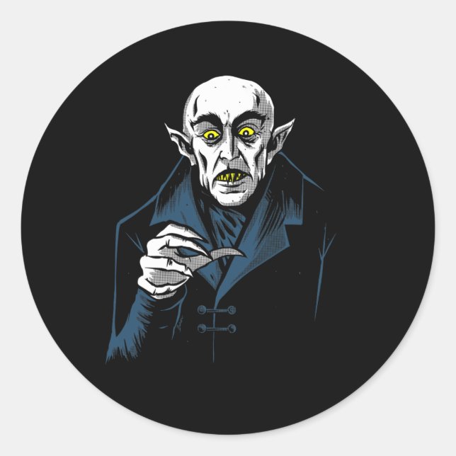 Adesivo Redondo Nosferatu Halloween Vampire Horror Dracula (Frente)