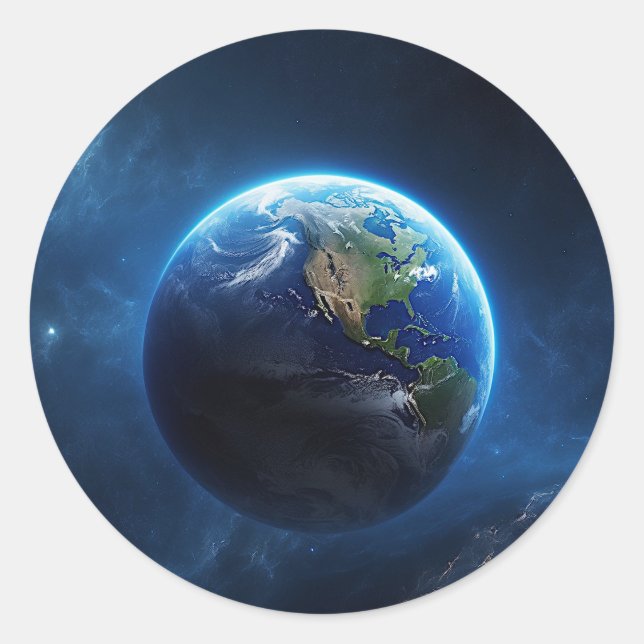 Adesivo Redondo Nossa casa de apphire no espaço (Frente)