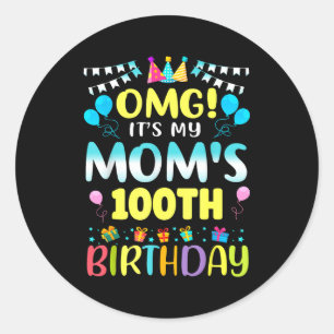 Adesivo Redondo Nossa É o 100º Aniversário da Minha Mãe Doce 100 A