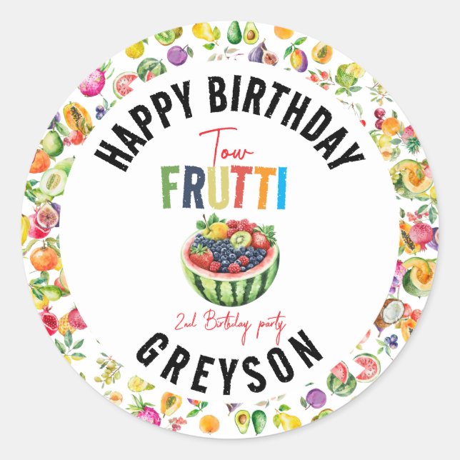 Adesivo Redondo Nossa festinha de segundo aniversário (Frente)