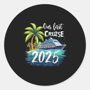 Adesivo Redondo Nossa Primeira Viagem de Cruzeiro 2025 Juntos Enco