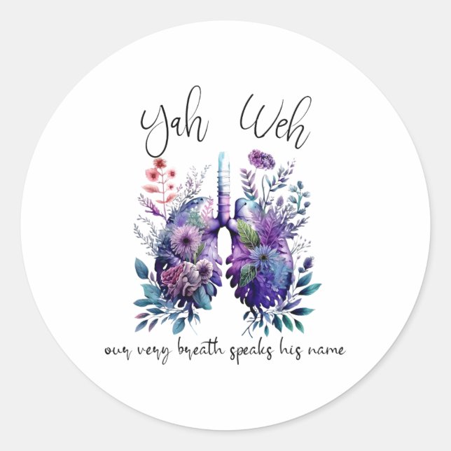 Adesivo Redondo Nossa Própria Respiração Fala Seu Nome Yhwh Christ (Frente)
