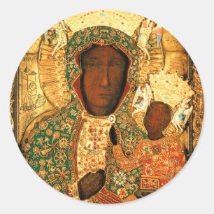 Adesivo Redondo Nossa Senhora de Czestochowa Madona Negra presente