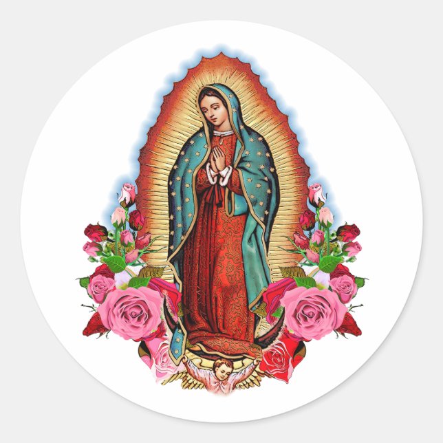 Adesivo Redondo Nossa Senhora de Guadalupe Virgem Mary Sticker (Frente)