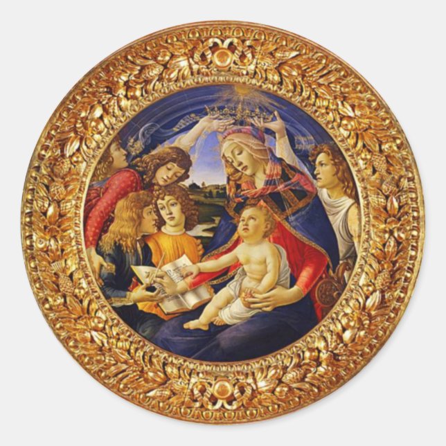 Adesivo Redondo Nossa Senhora Virgem Mary Magnífica Stickers (Frente)