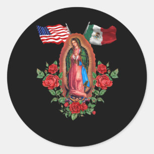 Adesivo Redondo Nossa Senhora Virgen De Guadalupe Bandeira Mexican