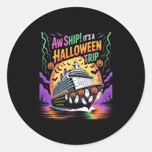 Adesivo Redondo Nossa Viagem É Uma Viagem De Halloween Divertida C