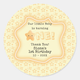 Adesivo Redondo Nosso Bebê Está Transformando Um primeiro aniversa