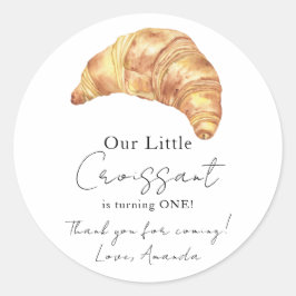 Adesivo Redondo Nosso Pequeno Croissant 1º Aniversário Obrigado