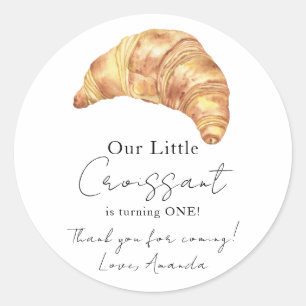 Adesivo Redondo Nosso Pequeno Croissant 1º Aniversário Obrigado
