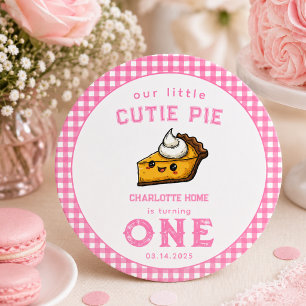 Adesivo Redondo Nosso Pequeno Cutie Pi Aniversário de 1 Ano Clássi