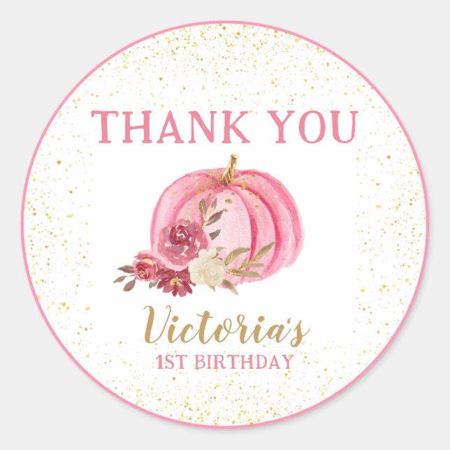 ADESIVO REDONDO NOSSO PEQUENO PRIMEIRO ANIVERSARIO DE COR DE ÁGUA  (Frente)