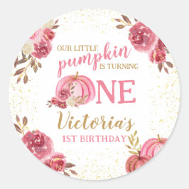 ADESIVO REDONDO NOSSO PEQUENO PRIMEIRO ANIVERSARIO DE COR DE ÁGUA 