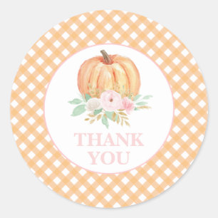 Adesivo Redondo Nosso Pequeno Pumpkin floral no primeiro aniversá