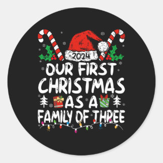 Adesivo Redondo Nosso Primeiro Natal Como Uma Família De Três Novo