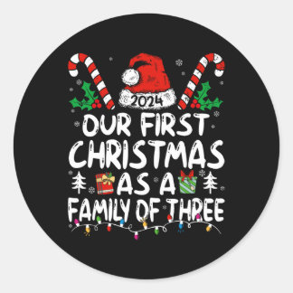 Adesivo Redondo Nosso Primeiro Natal Como Uma Família De Três Novo