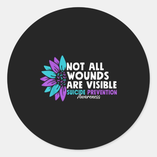 Adesivo Redondo Not All Wounds Are Visible Suicide Awareness Menta (Frente)