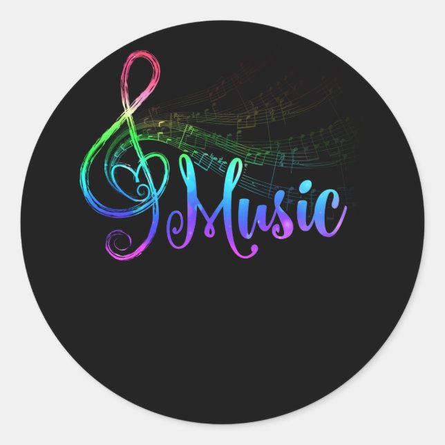 Adesivo Redondo Nota Musical Cóplice Treble Clef (Frente)