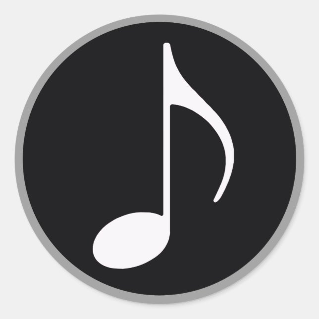 Adesivo Redondo nota musical ~ preta (Frente)