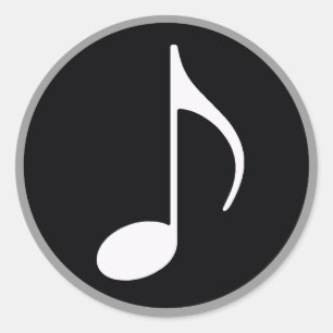 Adesivo Redondo nota musical ~ preta