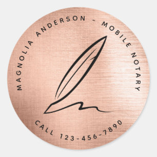 Adesivo Redondo Notário móvel Quill Dourado do Rosa Chic