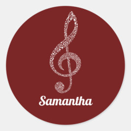 Adesivo Redondo Notas Brancas Simples E Modernas De Tremores Claro