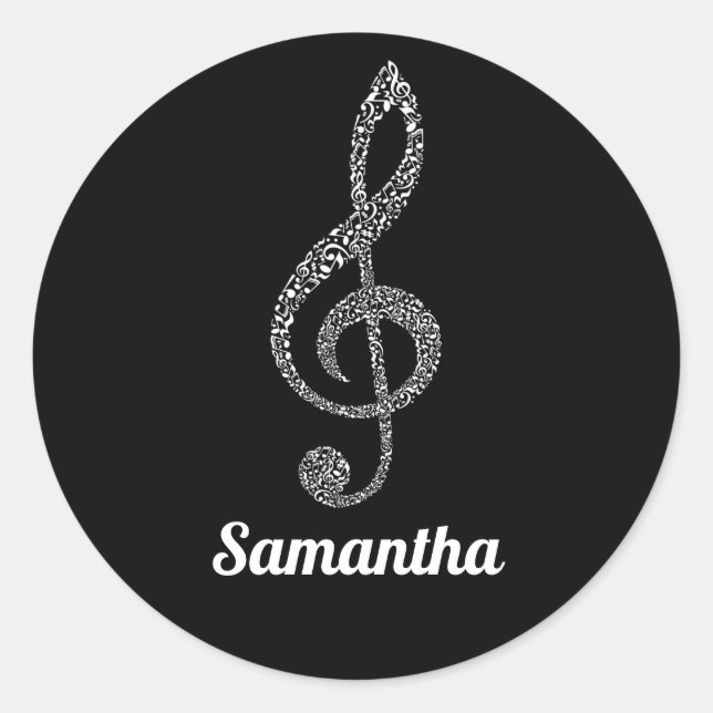 Adesivo Redondo Notas Brancas Simples E Modernas De Tremores Claro (Frente)