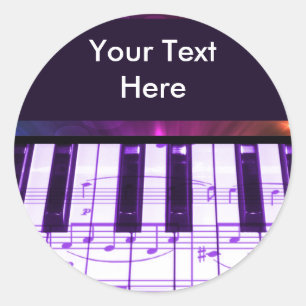 Adesivo Redondo Notas coloridas do teclado e da música de piano d