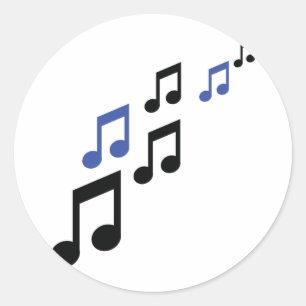 Adesivo Redondo notas da música do preto azul